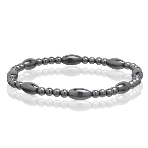 Magnetic Hematite Stretchable Anklets - Semi Precious Stones - Black - Picture 1 of 1